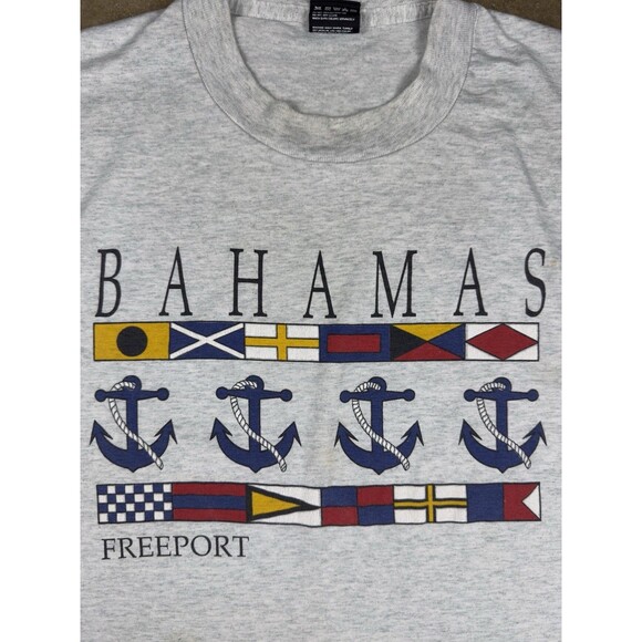 Vintage Bahamas Freeport Men’s XL T-Shirt Single Stitch Anchors Flags USA‎ Made - Picture 3 of 7
